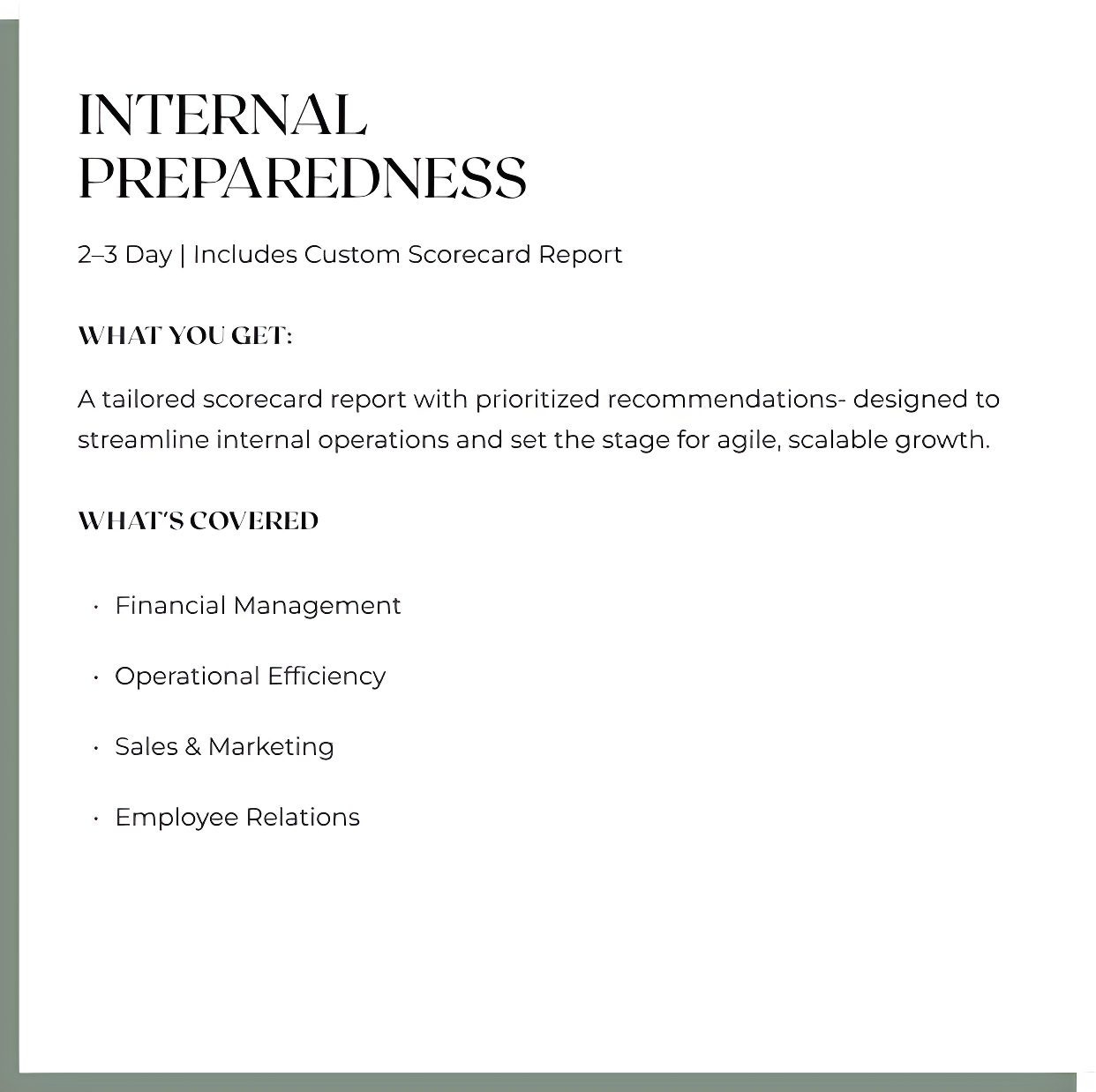 Internal Preparedness